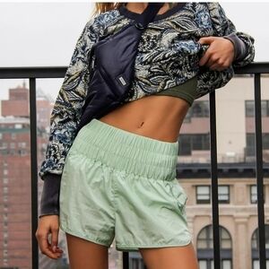 Free People Movement Boxing Shorts Medium The Way Home High Rise Green Lined